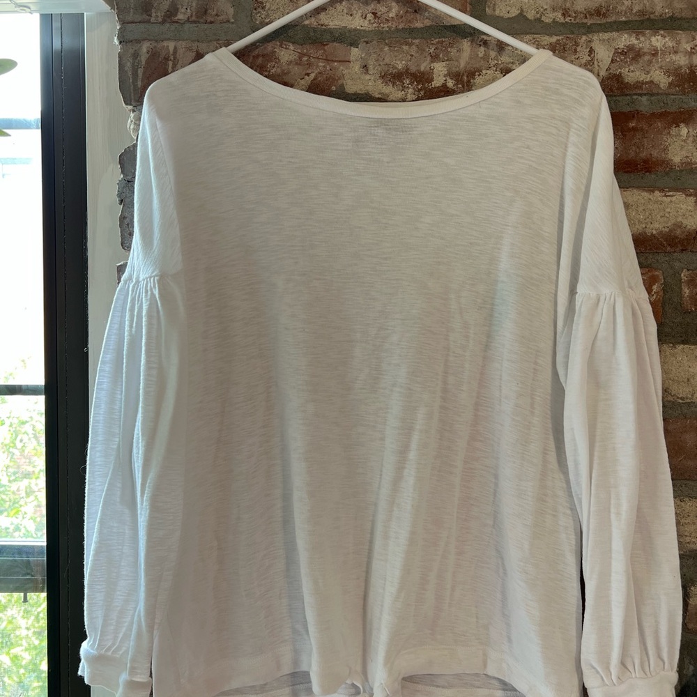 Banana Republic White Long Sleeve Tie Front Blouse